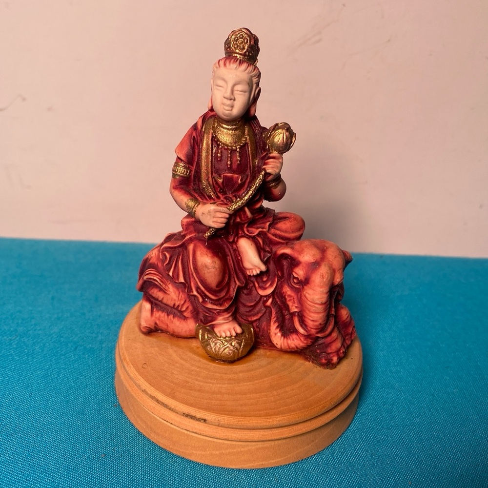 Buddhist Goddess & Elephant Figurine
